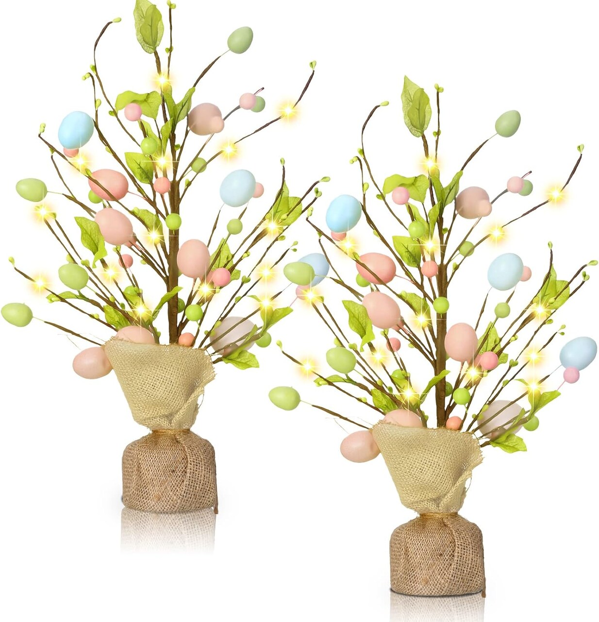 18 Inch Pre Lit Easter Egg Tree Tabletop Decor Decorations Gifts with LED Light